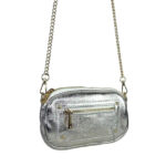 Bolso Bandolera en Piel Italiana con Bolsillo Frontal y Asa Larga Cadena de Mujer