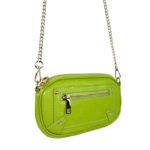 Bolso Bandolera en Piel Italiana con Bolsillo Frontal y Asa Larga Cadena de Mujer