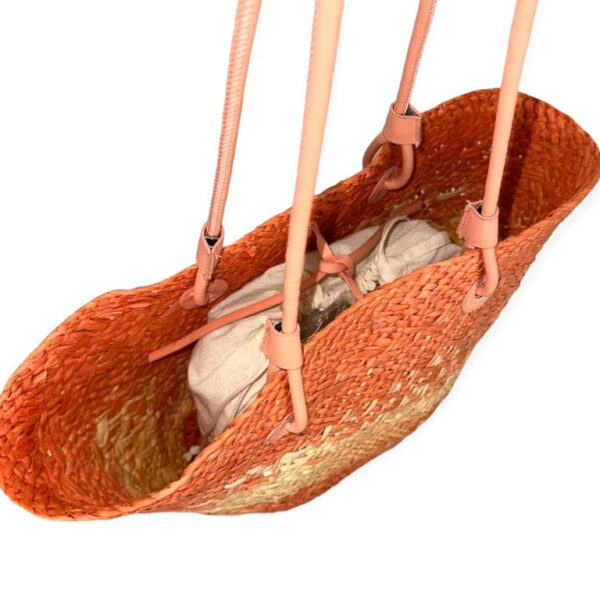 Amplia Cesta de Papel con Asas Largas y Saquito Interior para Mujer