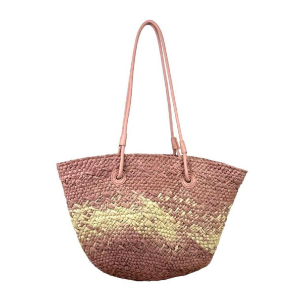 Amplia Cesta de Papel con Asas Largas y Saquito Interior para Mujer