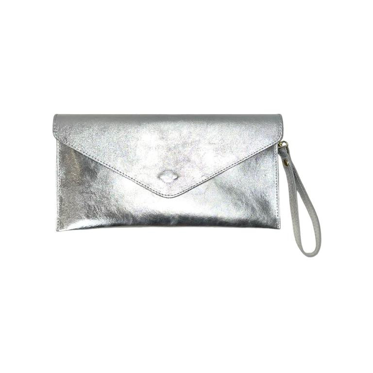 Bolso Bandolera de Piel Italiana para Mujer con Asa de Mano y Efecto Brillante