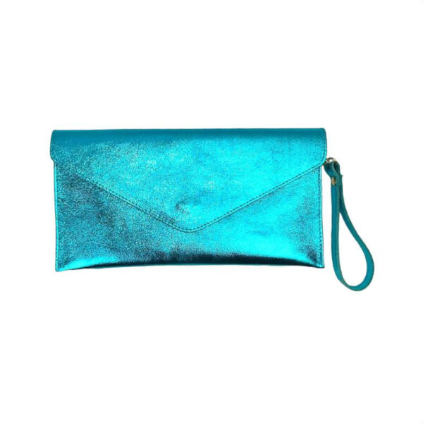 Bolso Bandolera de Piel Italiana para Mujer con Asa de Mano y Efecto Brillante