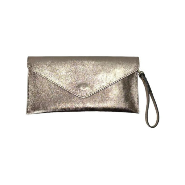 Bolso Bandolera de Piel Italiana para Mujer con Asa de Mano y Efecto Brillante