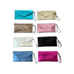 Bolso Bandolera de Piel Italiana para Mujer con Asa de Mano y Efecto Brillante