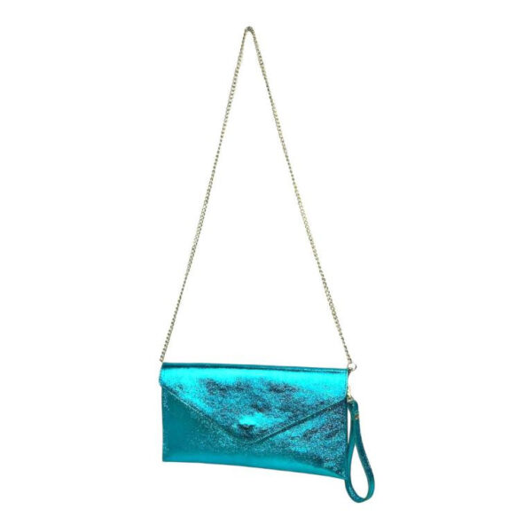 Bolso Bandolera de Piel Italiana para Mujer con Asa de Mano y Efecto Brillante