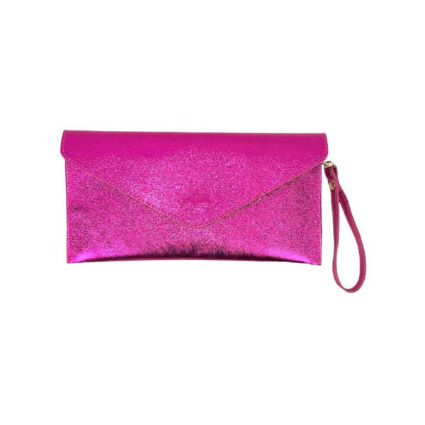 Bolso Bandolera de Piel Italiana para Mujer con Asa de Mano y Efecto Brillante