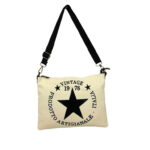 Bolso Bandolera Canvas para Mujer con Asa Corta y Tira Bandolera de Piel