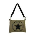 Bolso Bandolera Canvas para Mujer con Asa Corta y Tira Bandolera de Piel