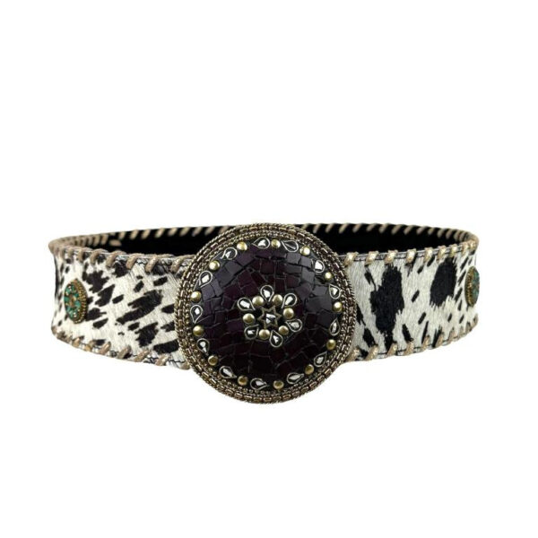 Cinturón Exclusivo de Piel Premium Artesanal con Preciosa Hebilla Circular