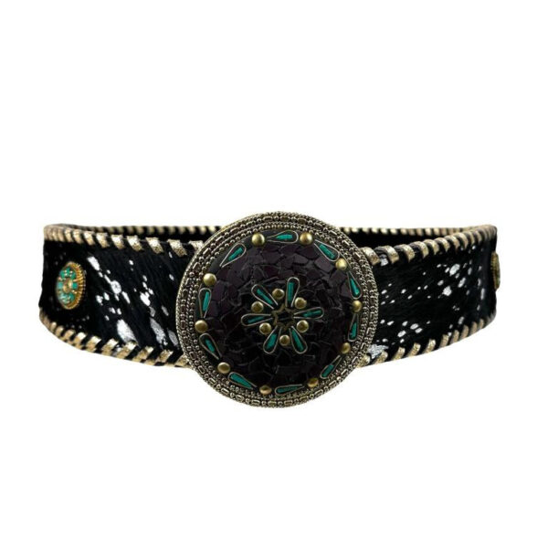 Cinturón Exclusivo de Piel Premium Artesanal con Preciosa Hebilla Circular