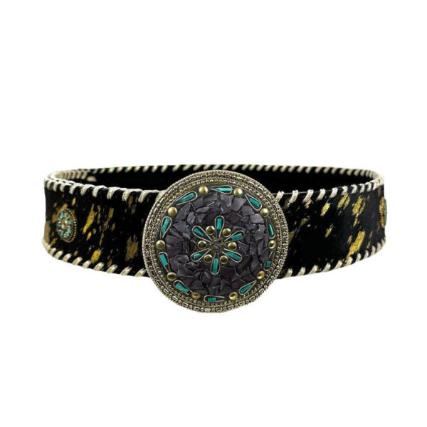 Cinturón Exclusivo de Piel Premium Artesanal con Preciosa Hebilla Circular