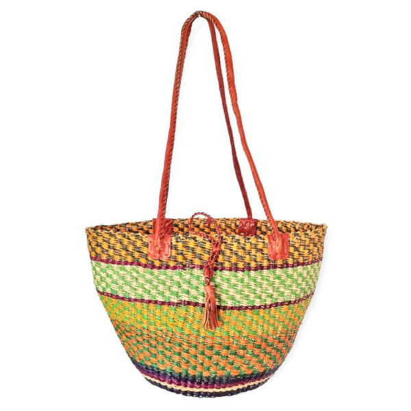 Capazo artesanal africana con asas de piel DIY y Gran Calidad para Mujer