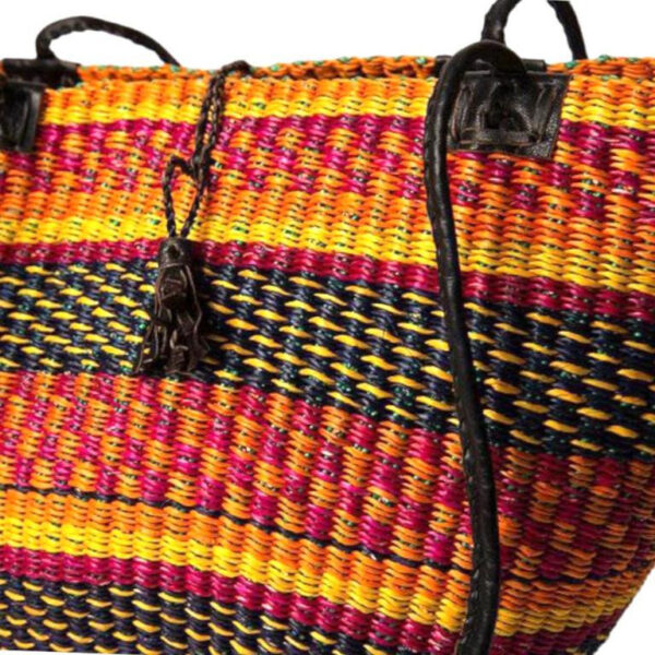 Capazo artesanal africana con asas de piel DIY y Gran Calidad para Mujer