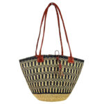 Capazo artesanal africana con asas de piel DIY y Gran Calidad para Mujer