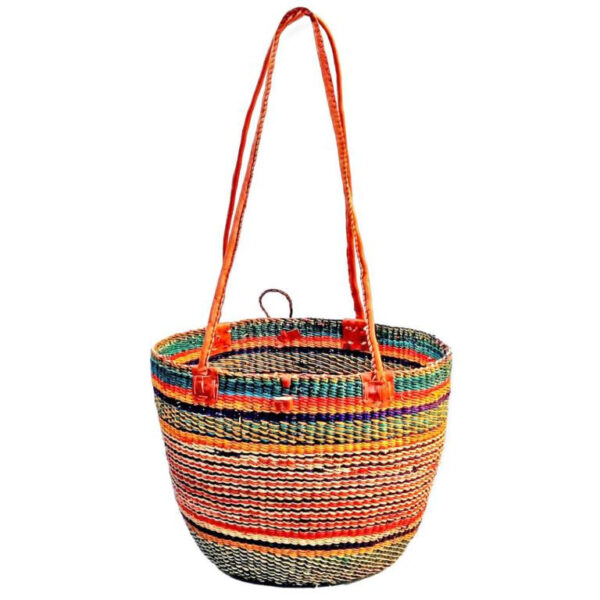 Capazo artesanal africana con asas de piel DIY y Gran Calidad para Mujer