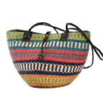 Capazo artesanal africana con asas de piel DIY y Gran Calidad para Mujer