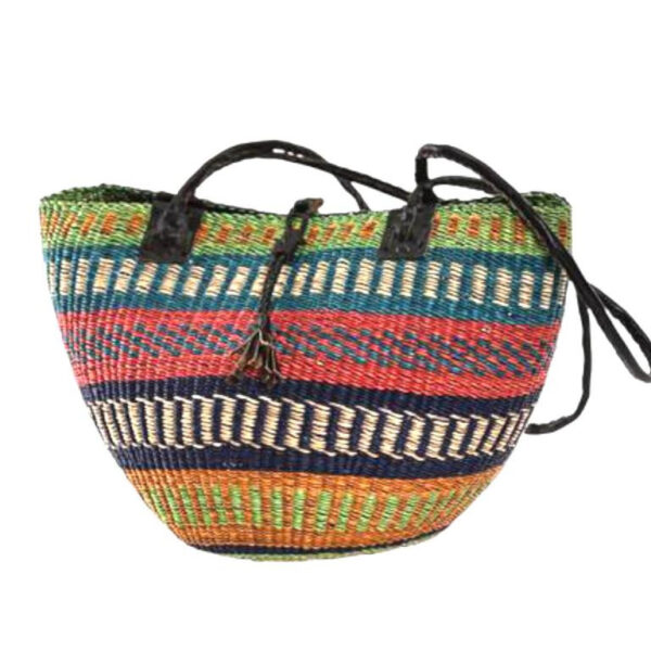 Capazo artesanal africana con asas de piel DIY y Gran Calidad para Mujer