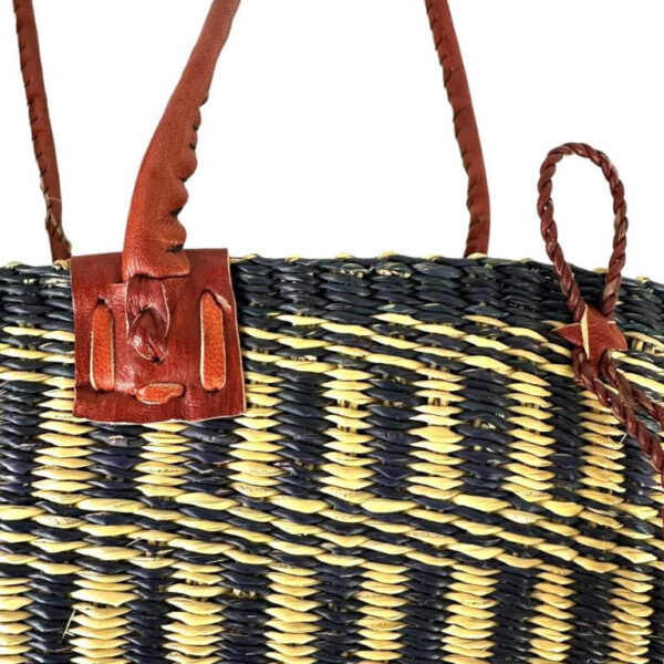 Capazo artesanal africana con asas de piel DIY y Gran Calidad para Mujer