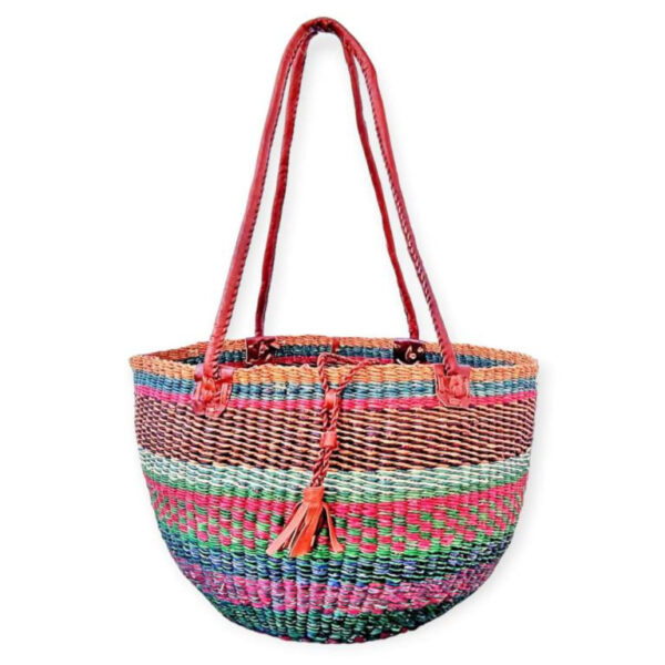 Capazo artesanal africana con asas de piel DIY y Gran Calidad para Mujer