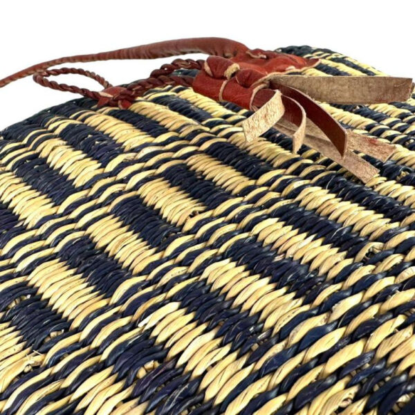 Capazo artesanal africana con asas de piel DIY y Gran Calidad para Mujer