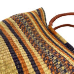 Cesta artesanal moldeable africana grande con asas de piel DIY