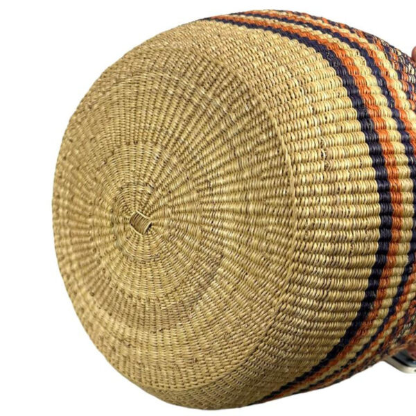 Cesta artesanal moldeable africana grande con asas de piel DIY