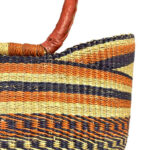 Cesta artesanal moldeable africana grande con asas de piel DIY