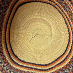 Cesta artesanal moldeable africana grande con asas de piel DIY