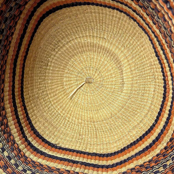 Cesta artesanal moldeable africana grande con asas de piel DIY