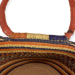 Cesta artesanal moldeable africana grande con asas de piel DIY