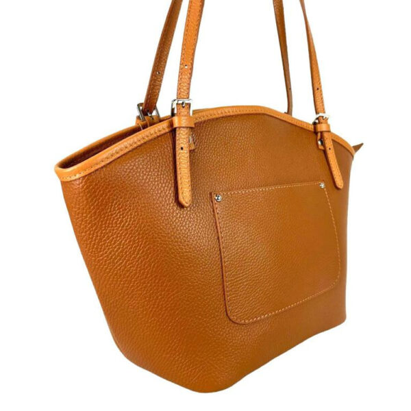 Amplio Bolso de Hombro en Piel para Mujer con Asas Largas y Bolsillos Exteriores