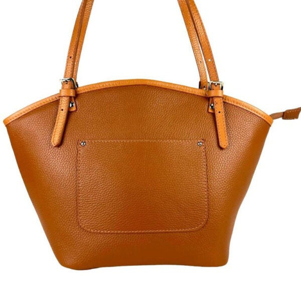 Amplio Bolso de Hombro en Piel para Mujer con Asas Largas y Bolsillos Exteriores