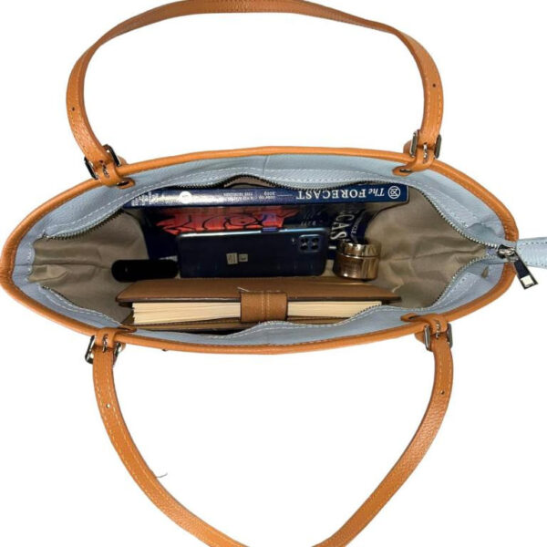 Amplio Bolso de Hombro en Piel para Mujer con Asas Largas y Bolsillos Exteriores