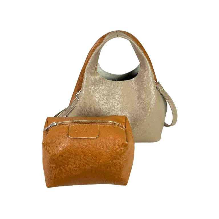 Bolso de Mano en Piel Italiana con Bolsito Interno y Tira Bandolera para Mujer Bolso de Mano en Piel Italiana con Bolsito Interno y Tira Bandolera para Mujer
