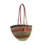 Capazo artesanal africana con asas de piel DIY y Gran Calidad para Mujer