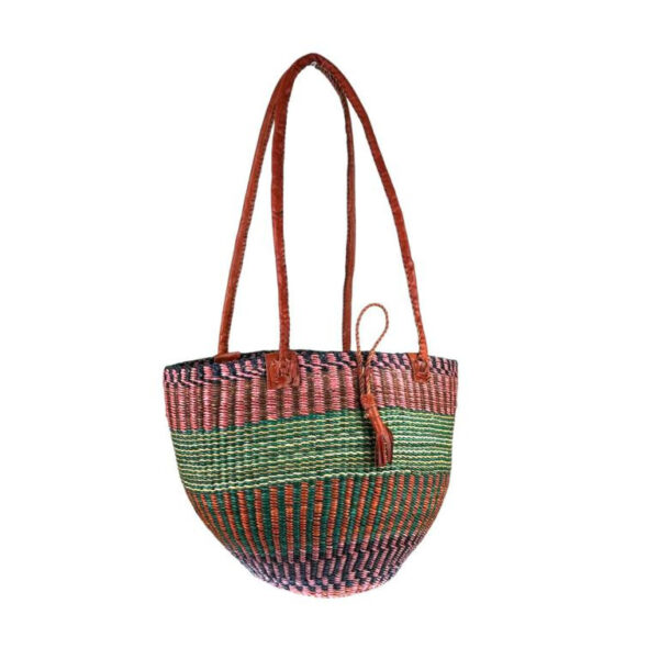 Capazo artesanal africana con asas de piel DIY y Gran Calidad para Mujer