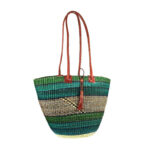 Capazo artesanal africana con asas de piel DIY y Gran Calidad para Mujer