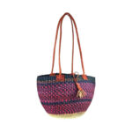 Capazo artesanal africana con asas de piel DIY y Gran Calidad para Mujer