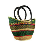 Cesta artesanal moldeable africana grande con asas de piel DIY