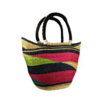 Cesta artesanal moldeable africana grande con asas de piel DIY