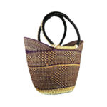 Cesta artesanal moldeable africana grande con asas de piel DIY