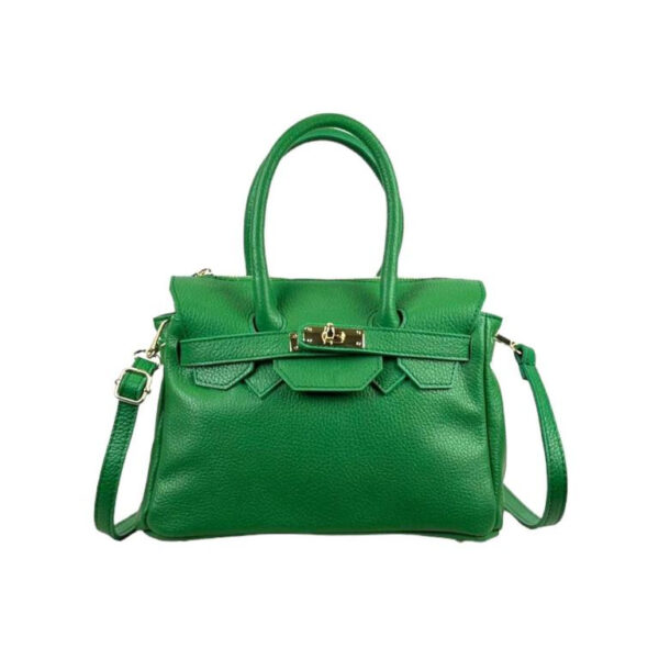 Bolso de Mano en Piel Italiana con Frontal Decorativo y Asas Cortas para Mujer