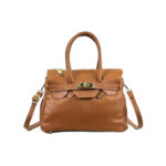 Bolso de Mano en Piel Italiana con Frontal Decorativo y Asas Cortas para Mujer