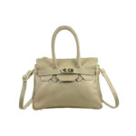 Bolso de Mano en Piel Italiana con Frontal Decorativo y Asas Cortas para Mujer