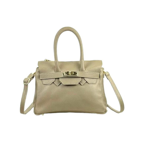 Bolso de Mano en Piel Italiana con Frontal Decorativo y Asas Cortas para Mujer