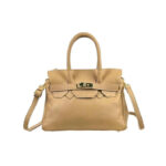 Bolso de Mano en Piel Italiana con Frontal Decorativo y Asas Cortas para Mujer