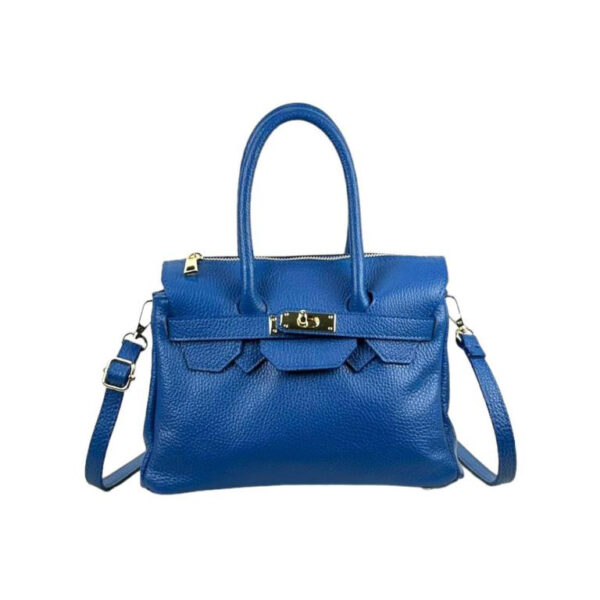 Bolso de Mano en Piel Italiana con Frontal Decorativo y Asas Cortas para Mujer