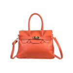 Bolso de Mano en Piel Italiana con Frontal Decorativo y Asas Cortas para Mujer