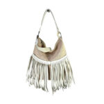 Bolso de Hombro Sintético para Mujer con Flecos Decorativos y Cremallera