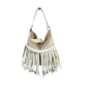 Bolso de Hombro Sintético para Mujer con Flecos Decorativos y Cremallera